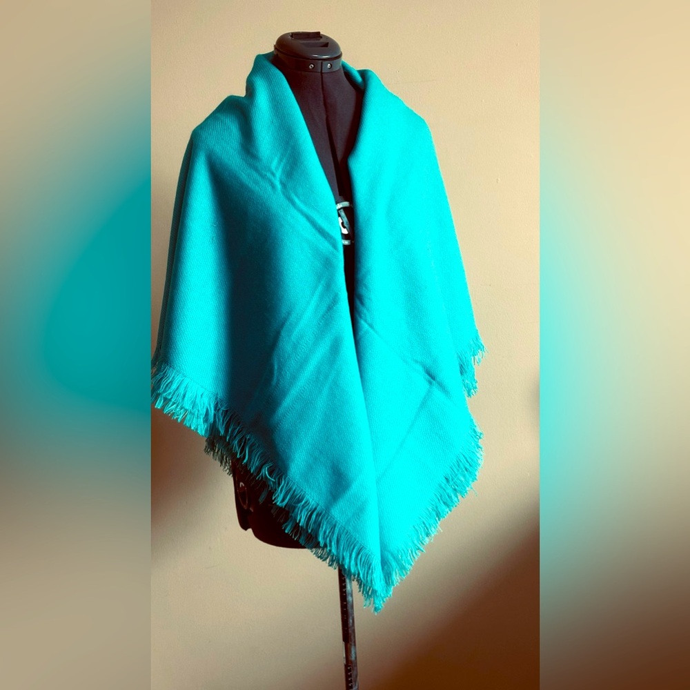 ♥️ New Bijoux Terner Square Turquoise Shawl With Fringes